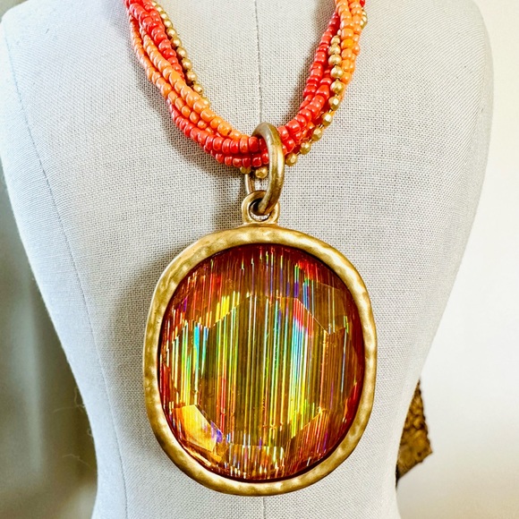 Vintage Dichroic Large pendant necklace - Picture 4 of 14